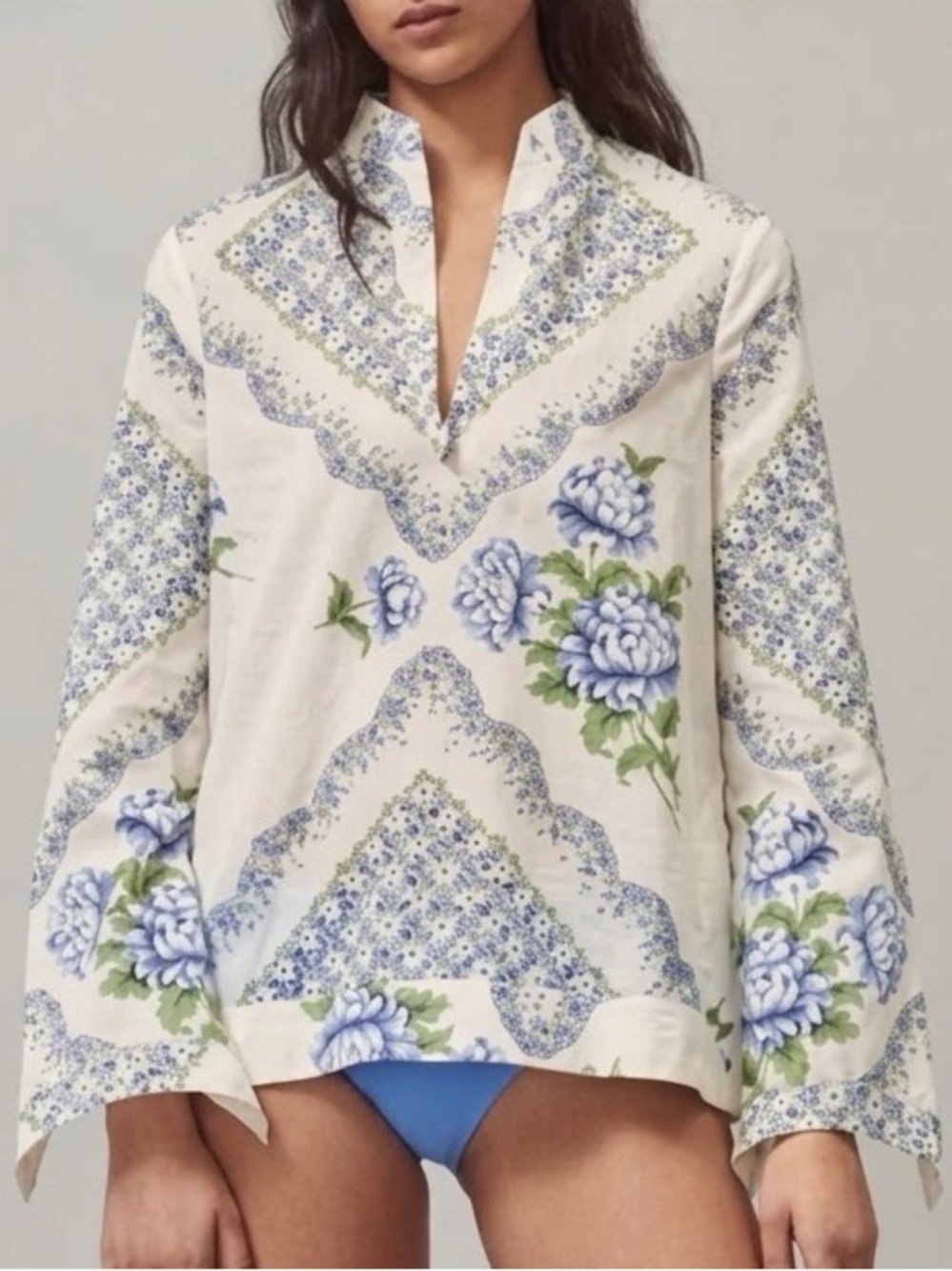 Tory Burch Printed Cotton Tunic in Terrace Ditsy Floral